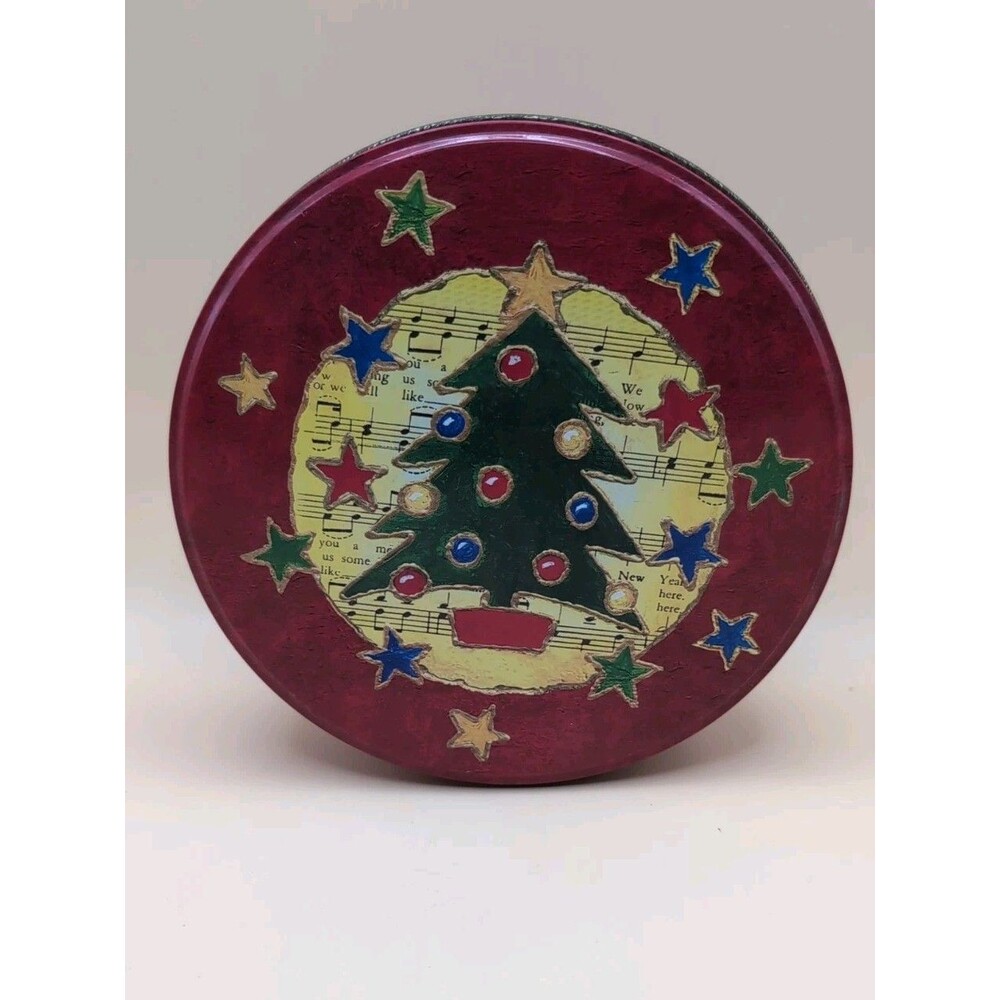 Greenbrier Christmas Tree Metal Tin Cookie Trinket Can Holiday Decor